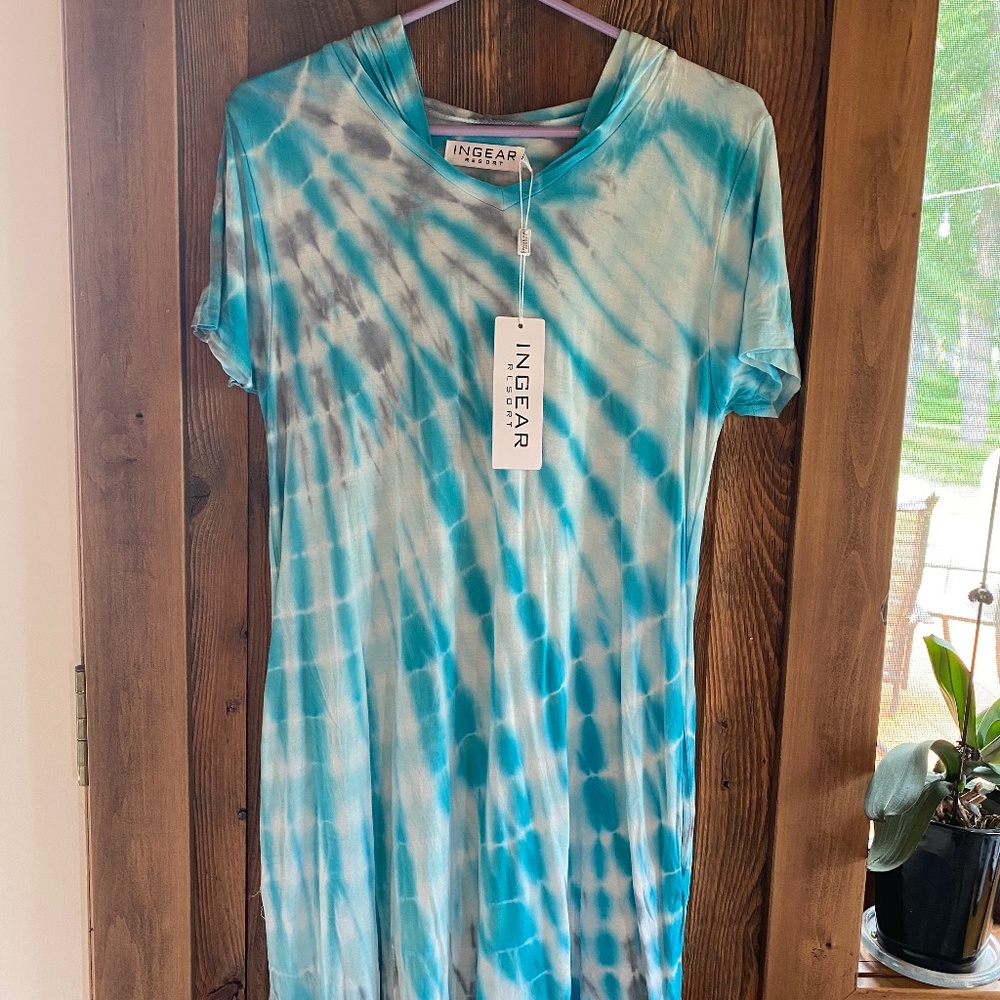 Tie-dye sun dress with hood